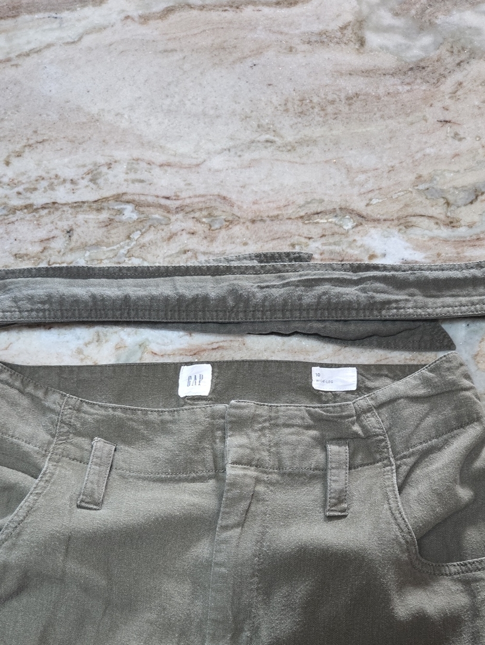 GAP Womens Olive Linen Pants With Belt